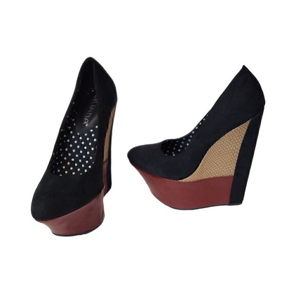 LIliana Colorblock Wedge Platform Shoes Size 6.5 Multicolor Black - Picture 2 of 9
